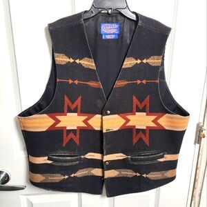 Vintage Pendleton Vest, lined, western, Aztec design